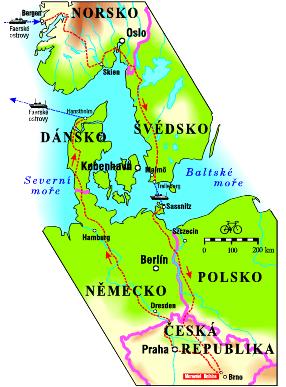 Mapa Skandinávie