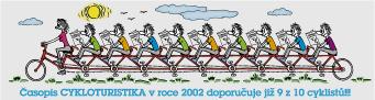 �asopis CYKLOTURISTIKAv roce 2002doporu�uje ji� 9 z 10 cykloturist� !!!